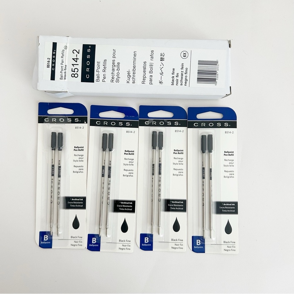 Cross Pen Ink Refills | Black Fine Tip | Set of 8 NIB
